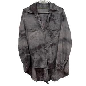 Enza Costa Womens Long Sleeves Button Down Shirt Space Dye Cotton Size‎ 3 Large